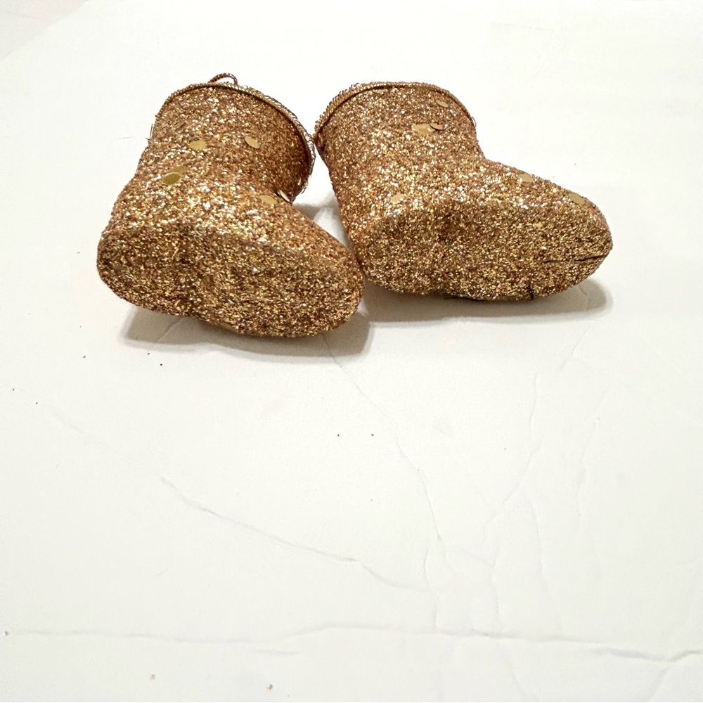 Vintage Pair Gold Glitter Santa Christmas ornaments - Picture 3 of 4